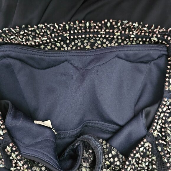 Cache Embellished Yoke Ruched Mesh Sheath Dress - Picture 7 of 16